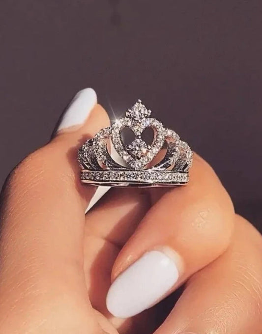 Crown silver ring